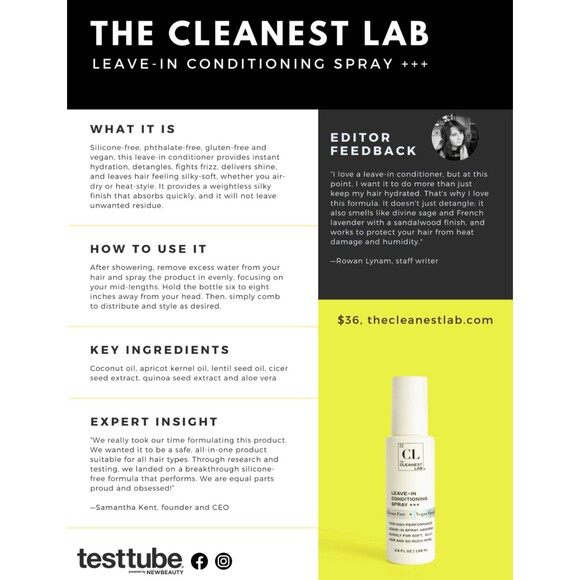 THE CLEANEST LAB Leave-In Conditioning Spray+++ Full Size 3.6 fl oz NEW - Picture 3 of 7